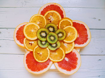 High angle view of fruits on table