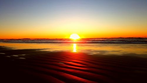 Scenic view of sea at sunset