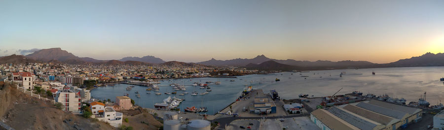 Sunset view on mindelo, cabo verde