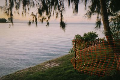 Scenic view of lake against sky