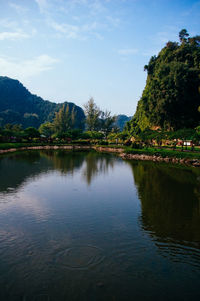 Scenic view of lake against sky