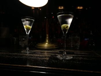 Close-up of wine glass on table