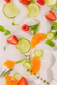 High angle view of food on table