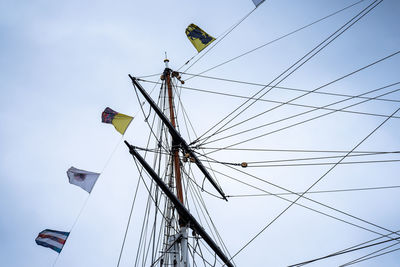 Low angle view of sailboat against sky