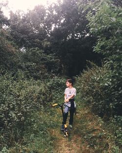 Man walking in forest