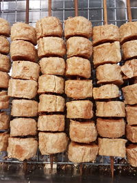 Close-up of stack of firewood