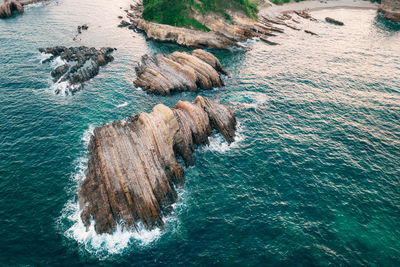 High angle view of sea