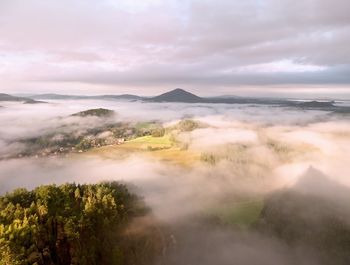 Scenic view of landscape against sky during sunset