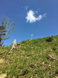 Scenic view of grassy field against cloudy sky