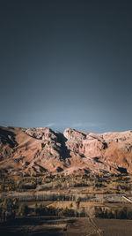 Scenic view of desert against clear sky