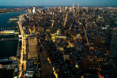 Aerial view of illuminated city