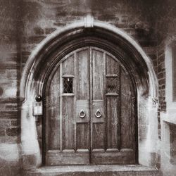 Closed door of old building