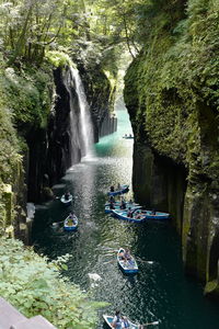 View of waterfall in forest