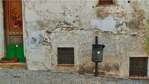 Closed door of old building