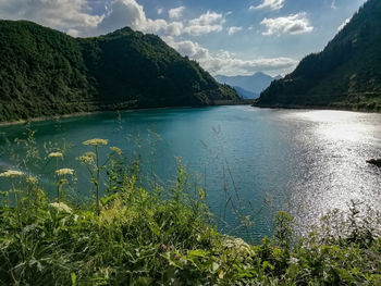 Scenic view of lake against sky