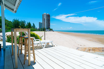 Scenic view of beach against sky