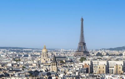 Panoramic aerial view of paris from the tower of the cathedral of notre dame with the eiffel tower 