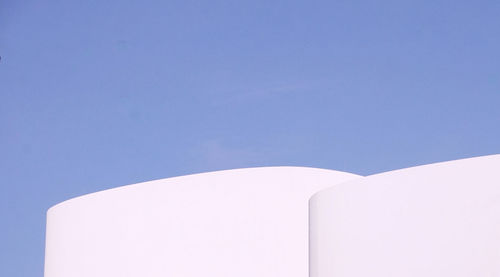 Low angle view of building against clear blue sky