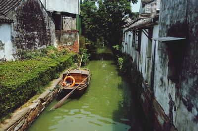 Canal amidst trees and buildings