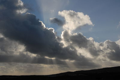 Low angle view of silhouette mountain against sky