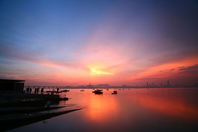 Scenic view of sunset over sea