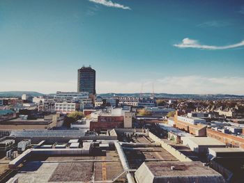 High angle view of townscape against sky