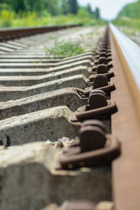 Close-up of railroad track