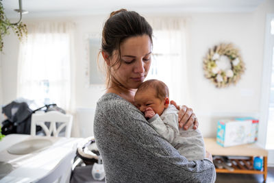 Mother and baby at home