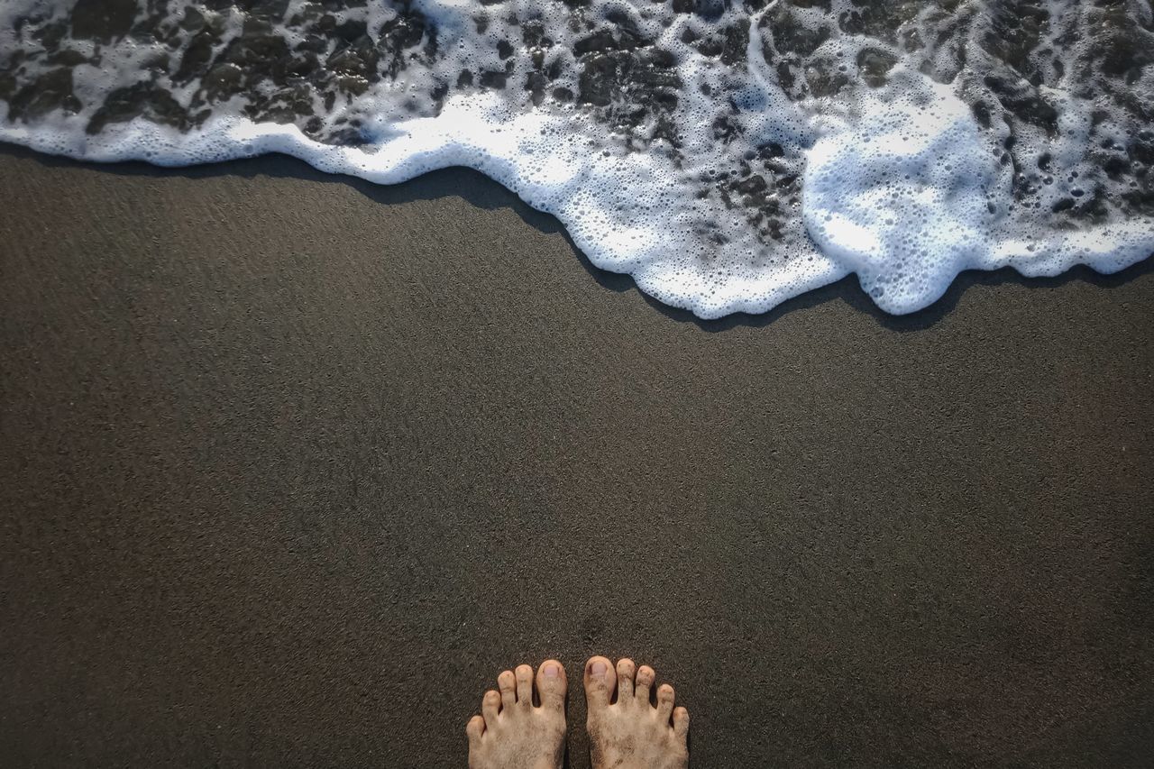 LOW SECTION OF PERSON ON SAND