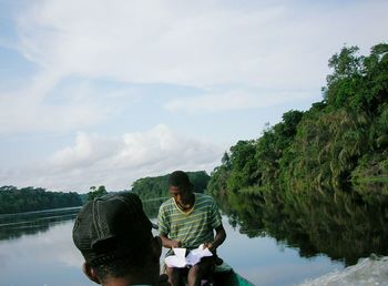 Man standing in lake