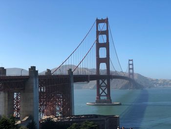 View of suspension bridge against sky