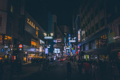 View of city at night