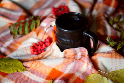 Close-up of drink served on table