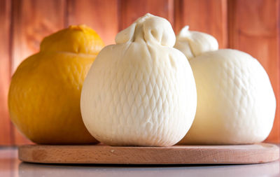 Close-up of pumpkins on table