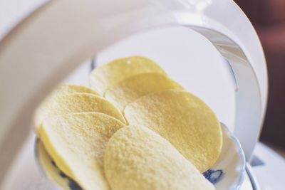 High angle view of bread in plate