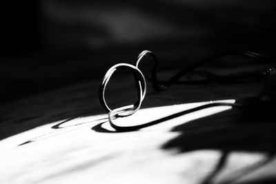 Close-up of electric wire  on table