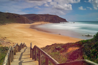 Scenic view of beach against sky