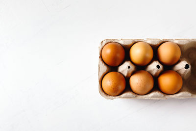 High angle view of eggs on table