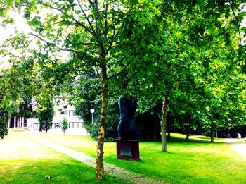 View of sculpture in park