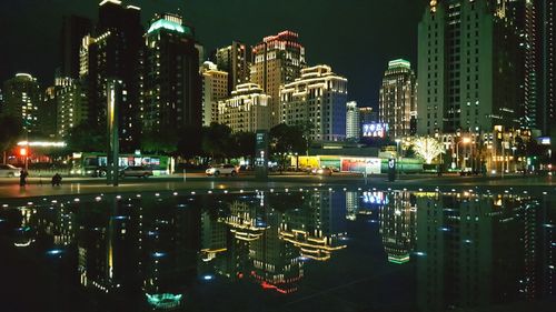 Illuminated city at night