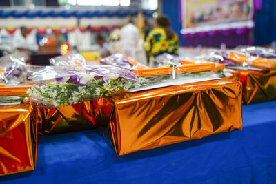 Close-up of bouquet on table