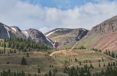 Panoramic view of landscape and mountains against sky