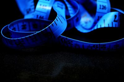 High angle view of illuminated lighting equipment on table