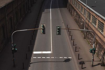 High angle view of vehicles on road