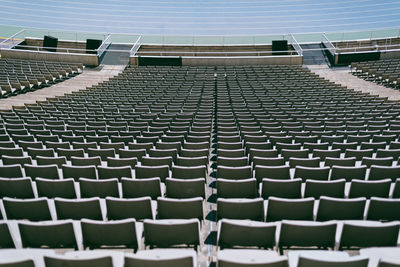 Close-up of empty seats in row