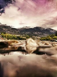 View of mountain against cloudy sky