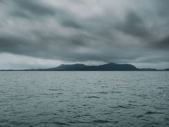 Scenic view of sea against cloudy sky