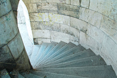 High angle view of spiral stairs