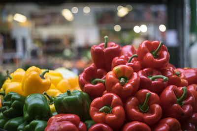 Close-up of bell peppers for sale at market stall