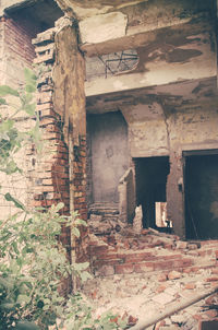 Damaged wall of old building